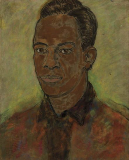 BEAUFORD DELANEY (1901 - 1979) Untitled (Portrait of a Young Man with a Red Shirt).